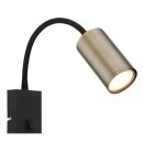 Globo 57911WM Wandleuchte Robby 1x25W | GU10 - Schalter am Gehäuse, flexibler Arm, schwarz, Messing