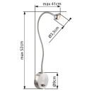 Globo 24109K LED Klemmleuchte Serpent 1x3W | 180L | 3000K - flexibler Arm, Schalter auf dem Körper, matt Nickel