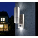 Globo 3201SL Außenwandleuchte Style mit Bewegungssensor 1x5W | GU10 LED | 210L | 3000K | IP44 - inklusive Leuchtmitteln, Edelstahl