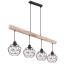 Globo 15416-4 Pendel-Deckenleuchte Theodor 4x60W | E27 - schwarz, Holz