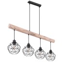 Globo 15416-4 Pendel-Deckenleuchte Theodor 4x60W | E27 - schwarz, Holz