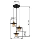 Globo 15086-3BH Pendel-Deckenleuchte Viejo 3x60W | E27 - schwarz, messing, gold