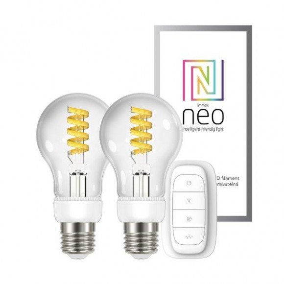 Immax Neo 07089BD LED 2er Set Lampen und intelligente Fernbedienung 2x5W | E27 | 3000 6000K dimmbar, mit veränderbarer weißer Lichtfarbe