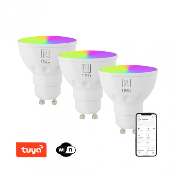 Immax NEO 07724C LED Set 3XZA Smart Lampe 3X5,5W | Gu10 | 1050lm | 2700-6500K | CCT | RGB - dimmbar, WiFi, Tuya, weiß