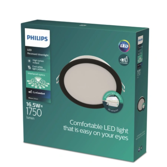 Philips 8721103131355 LED Einbauleuchte MESON | 17W integrierte LED-Quelle | 1300lm | 4000K | schwarz