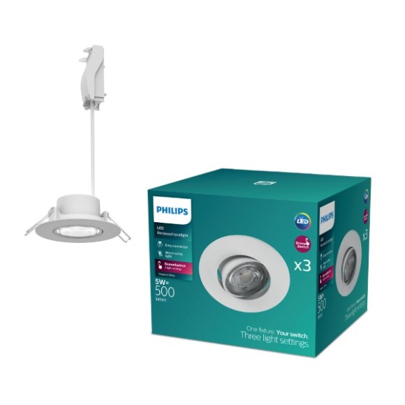 Philips 8721103038012 LED Einbauleuchte Cilantro  | 5W integrierte LED-Quelle | 500lm | 2700K | weiß