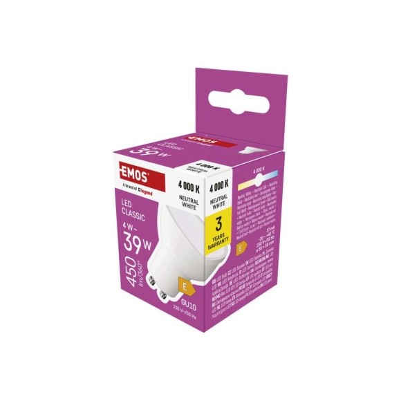 EMOS ZQ8E23 LED Lampe Classic | 4W GU10 | 450lm | 4000K