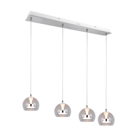 Trio T331610406 LED Pendelleuchte FLYNT  | 8W integrierte LED-Quelle | 4x880lm | 2300+3000+4000K | Seilleuchte | Trio - SwitchDimmer | chrom | klar