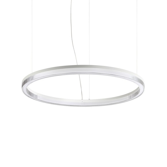 Ideal lux 339146 LED Pendelleuchte CROWN  | 43W integrierte LED-Quelle | 3390lm | 3000K | Seilleuchte | verstellbar | weiß