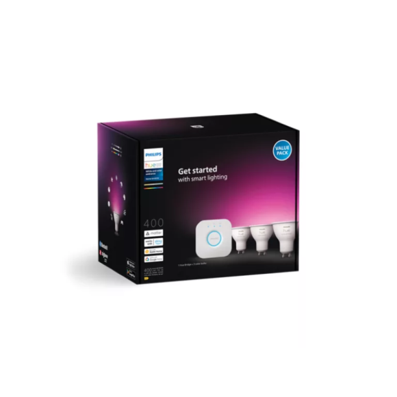 Philips Hue  8720169372177 LED Starterset | 4W GU10 | 400lm | 2200-6500K | rgb - farbig | Dimmer | weiß