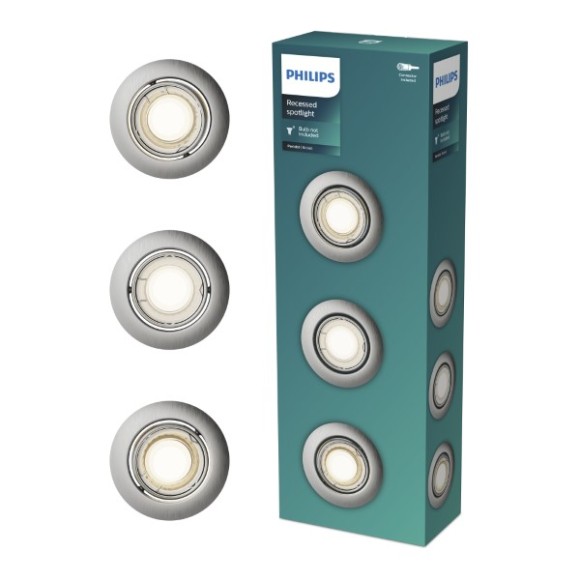 Philips 8721103036995 Set von Einbauleuchten Peridot  GU10 | chrom