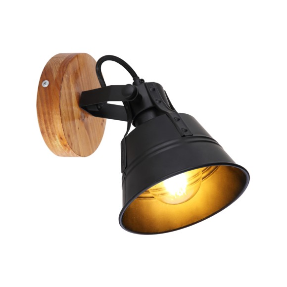 Globo 15466S-1 Wandleuchte Günther 1x60W | E27 - schwarz, Holz