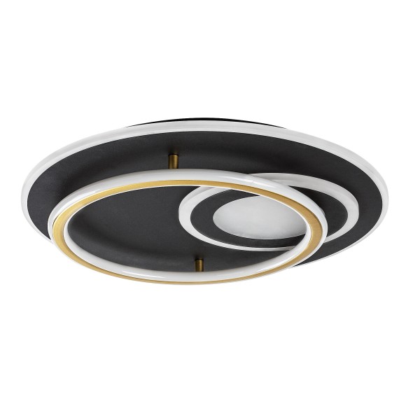 Rabalux 71466 LED Deckenleuchte Brantiel | 60W integrierte LED-Quelle | 3000lm | 3000-6000K | Fernbedienung | Dimmer | schwarz