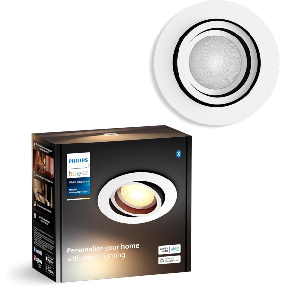Philips Hue 8720169319875 LED Einbauleuchte Milliskin | 4,2W GU10 | 400lm | 2200-6500K