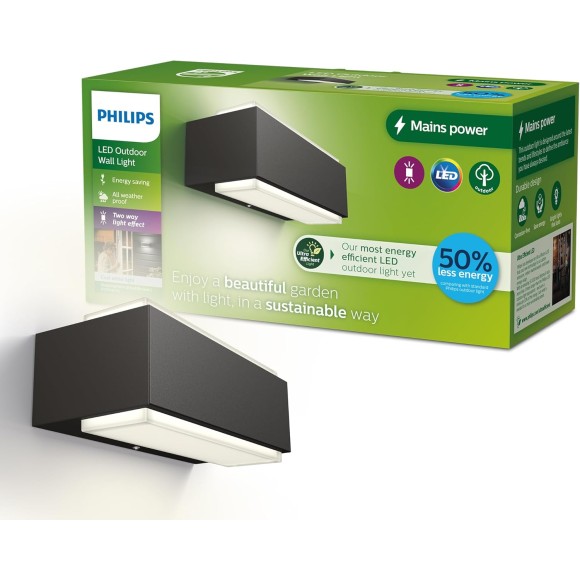 Philips 8720169257337 LED Außenwandleuchte Stratosphere | 3,8W integrierte LED-Quelle | 800lm | 4000K