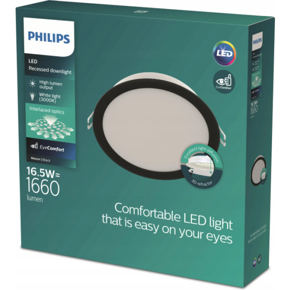 Philips 8721103131331 LED Einbauleuchte MESON  | 17W integrierte LED-Quelle | 1200lm | 3000K | schwarz