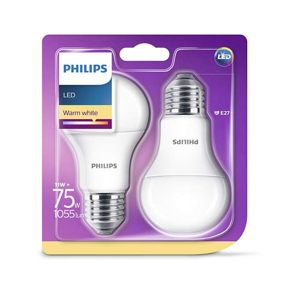 Philips 8718696586112 2x LED Leuchtmittel 1x11W | E27 | 2700K
