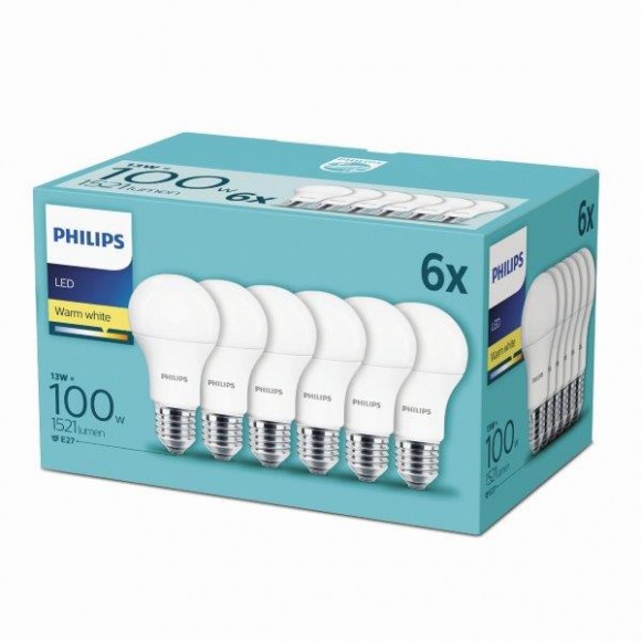 Philips 8718696586273 6x LED Lampe 1x13W | E27 | 2700K - Sixpack