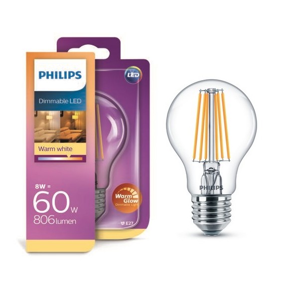 Philips 8718696709320 LED Lampe Classic 1x8W| E27 | 2200-2700K