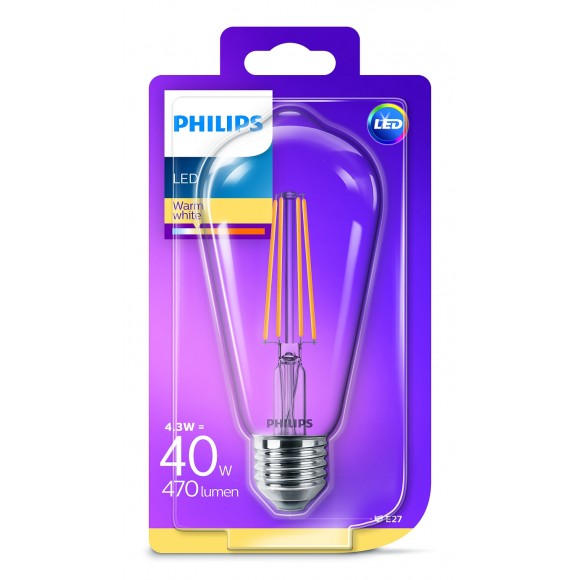 Philips 8718696807897 LED Lampe Classic 1x4,3W | E27 | 2700K