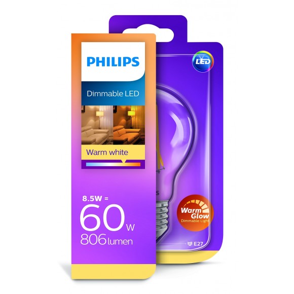 Philips 8718696810675 LED dimmbare Lampe Classic 1x8,5W | E27 | 2200-2700K