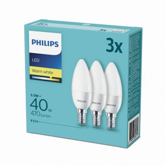 Philips 8718696828175 3x LED Lampe 1x5,5W|E14|2700K - Dreierpack
