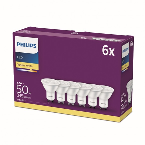 Philips 8718696829950 LED Lampe Satz 1x4,7W | 2700K | GU10 - Sixpack