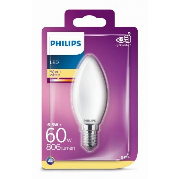 Philips 8718699648824 LED Lampe Classic 1x6,5W | E14 | 2700K - EYECOMFORT