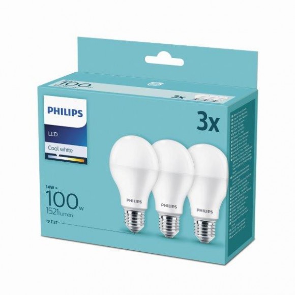 Philips 8718699694906 LED Lampe 1x14W 3 | E27 | 4000K -Dreierpack