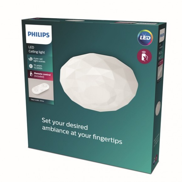 Philips 8718699750633 LED-Deckenleuchte Toba 1x23w | 2800lm | 2700-6500K - Fernbedienung, weiß