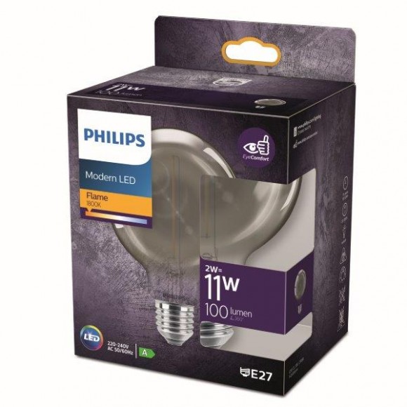 Philips 8718699759698 LED Lampe 1x2W | E27 | 100L | 1800K - Flamme, Rauch, EyeComfort