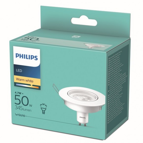 Philips 871869977975 LED Spotleuchte 1x4,7w | Gu10 | 345lm | 2700k - weiß