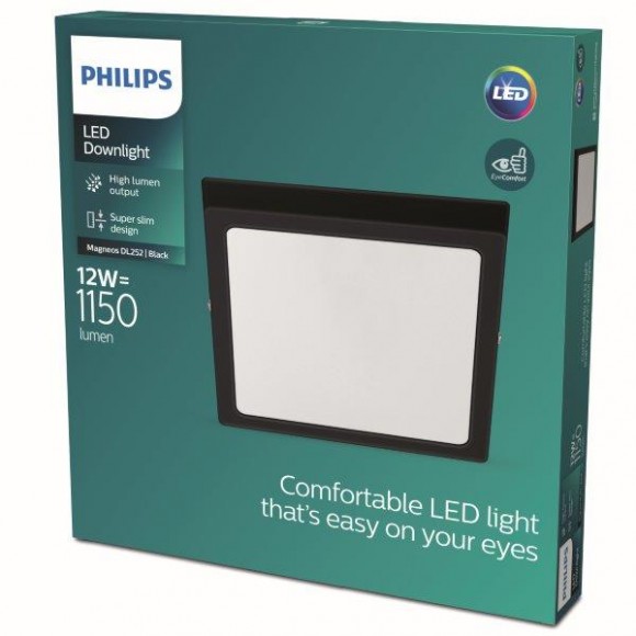 Philips 8719514328730 LED Deckenleuchte Magneos Slim 1x12w | 1150lm | 2700k - schwarz