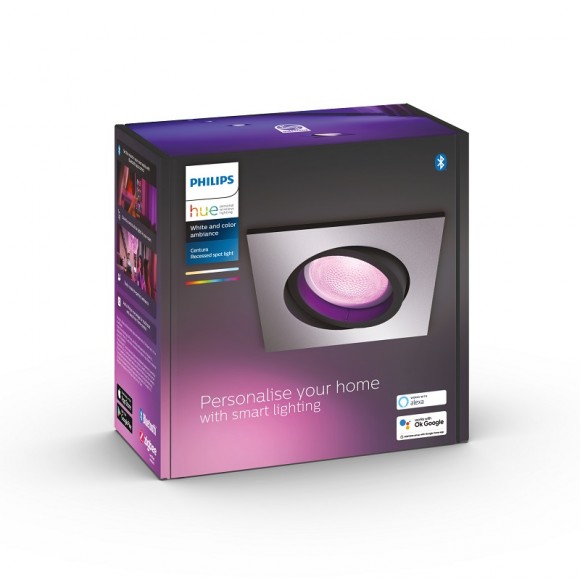 Philips Hue 8719514338807 LED Einbauspot Centura 1x5,7w | Gu10 | 350lm | 2200-6500K | RGB - dimmbar, Bluetooth, White and color Ambiance, Aluminium