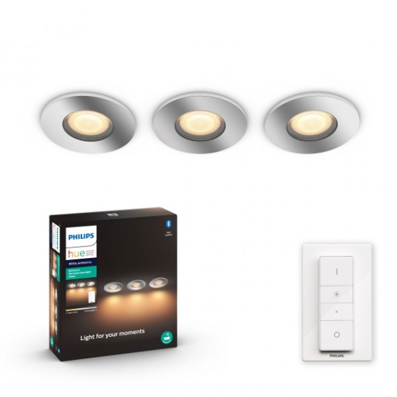 Philips Hue 8719514340817 Spotleuchte Adore 3x5w | Gu10 | 3x350lm | 2200-6500K - White Ambiance, dimmbare, Fernbedienung, Bluetooth, Chrom