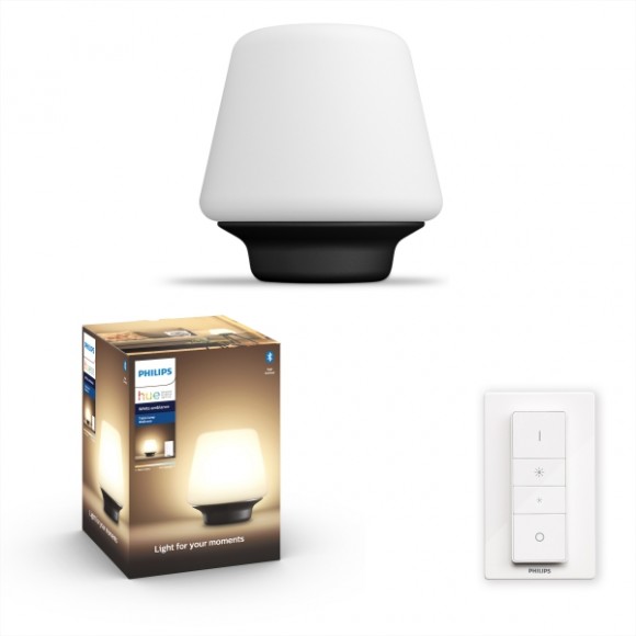 Philips Hue 8719514341418 Tischleuchte Wellness 1x6w | E27 | 570-800lm | 2200-6500k - White Ambiance, Fernbedienung, dimmbar, schwarz