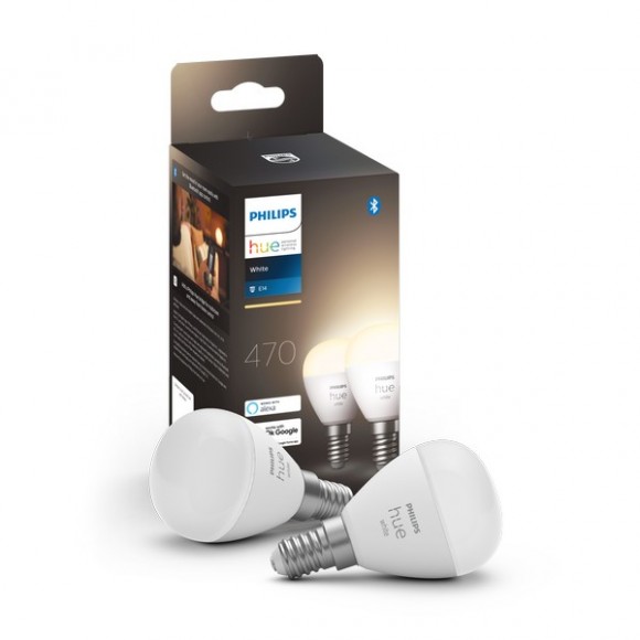 Philips Hue 8719514356771 LED Set 2x5,7w | E14 | 470lm | 2700k | P45 - Set 2 Stück, Bluetooth, weiß