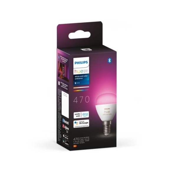 Philips 8719514491229 LED intelligente Lampe | 5,1W E14 | 470 lm | 2000-6500 RGBK