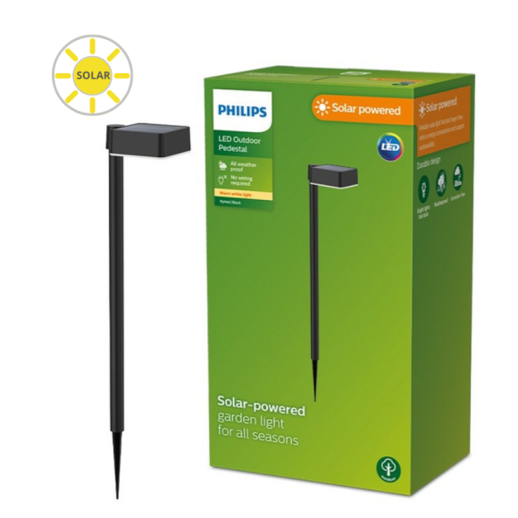 Philips 8720169265684 LED solar Erdspießleuchte Vynce | 1,5W integrierte LED-Quelle | 200lm | 2700K