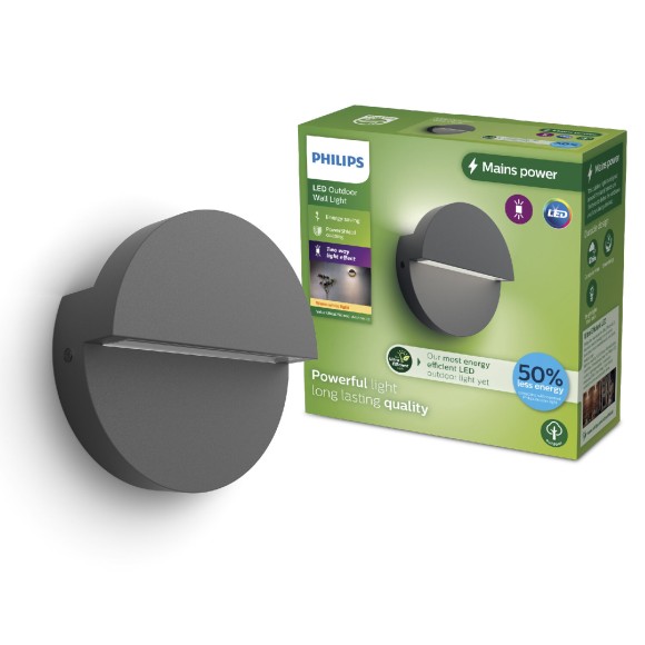 Philips 8720169351257 LED Außenwandleuchte Valor  | 4,3W integrierte LED-Quelle | 800lm | 2700K
