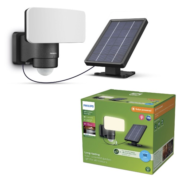 Philips 8720169362208 LED solar Strahler Tylus  | 6W integrierte LED-Quelle | 50lm | 3000K