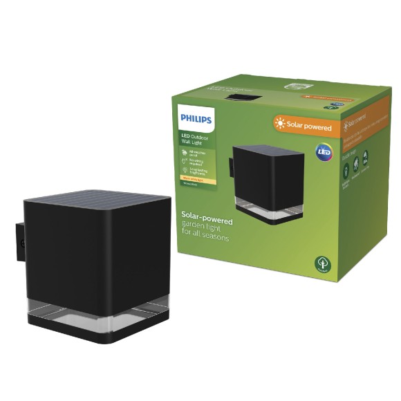 Philips 8720169386815 LED solar Außenwandleuchte Virona  | 1,8W integrierte LED-Quelle | 200lm | 2700K
