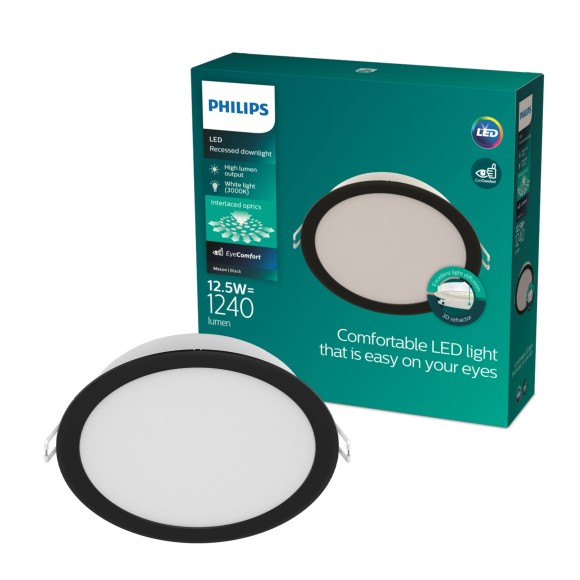 Philips 8721103131294 LED Einbauleuchte MESON  | 13W integrierte LED-Quelle | 900lm | 3000K | schwarz