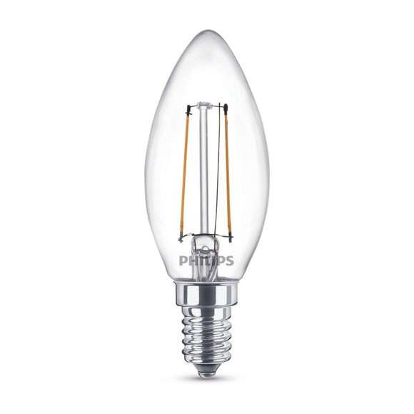 Philips 8718696574072 LED Leuchtmittel FILAMENT Classic 1x2W | E14 - Kerzenform