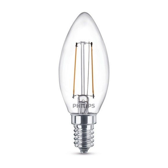 Philips 8718696574072 LED Leuchtmittel FILAMENT Classic 1x2W | E14 - Kerzenform