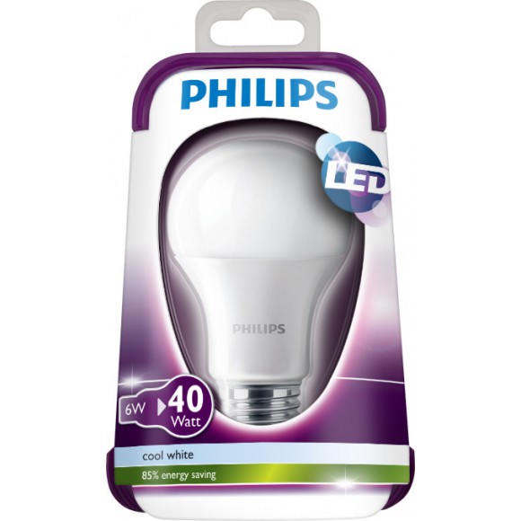 Philips LED Leuchtmittel 6W (40W) E27 CW 230V A60 FR, weiß