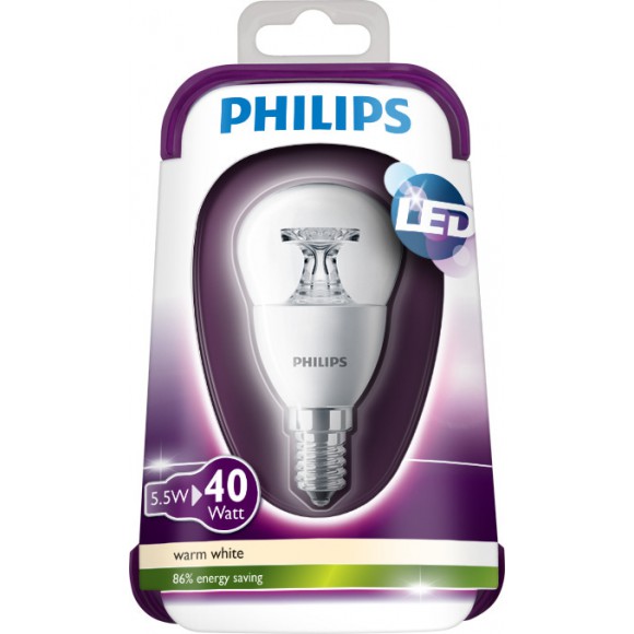 Philips LED Leuchtmittel 5,5W (40 W) E14 WW 230V P45 CL ND, transparent