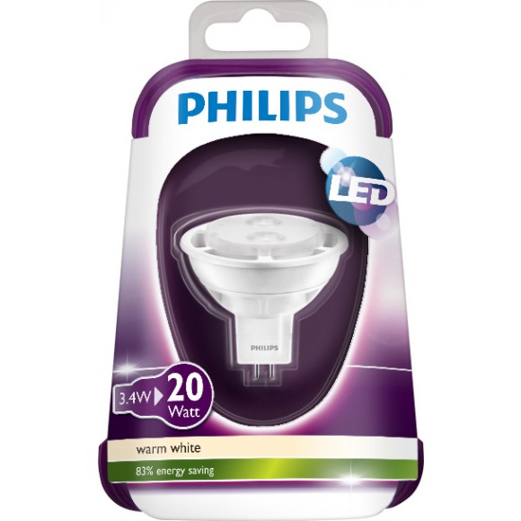 Philips LED Leuchtmittel 3,4W (20 W) GU53 WW 12V MR16 36D weiß