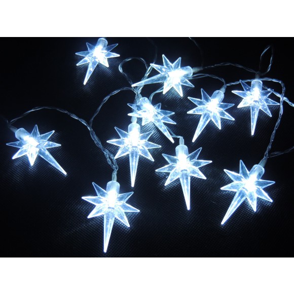 LED Weihnachtslichterkette, kaltweiß - Sterne, batteriebetrieben, 32308, Länge 1,4 m, IP44 Innen- und Außenbereich
