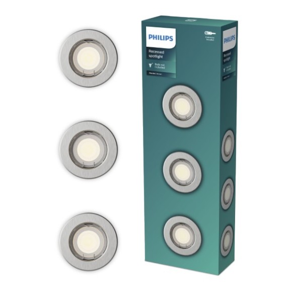 Philips 8721103037114 Set von Einbauleuchten Peridot GU10 | chrom